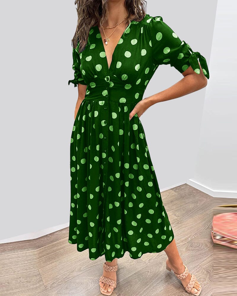 Bellamy - Polka Dots V-Neck Dress