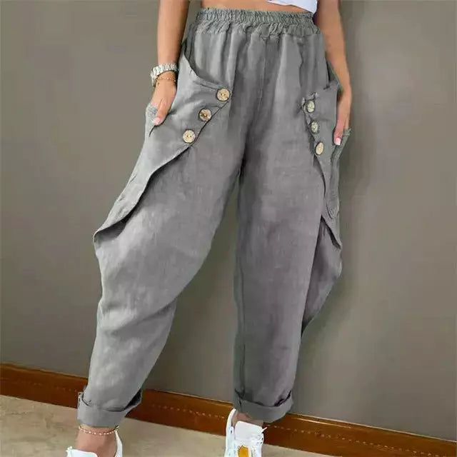 Zavira - Buttoned Stylish Pants 