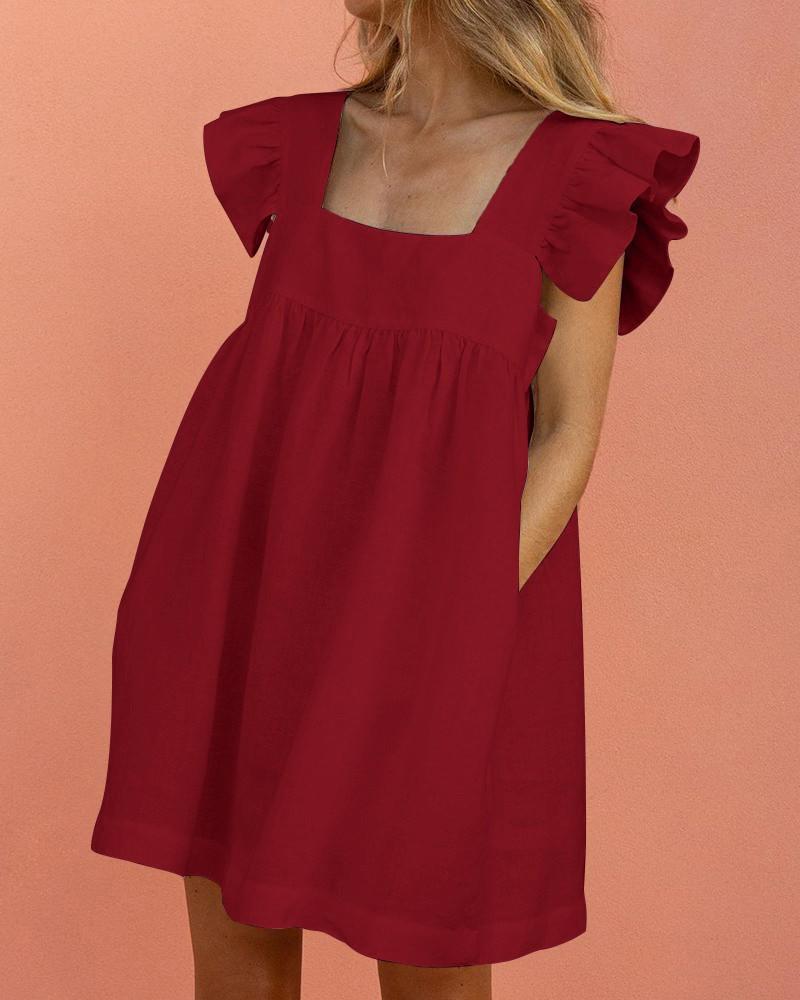 Mikaella - Effortless Flutter-Sleeve Dress